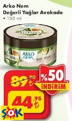 ARKO NEM DEĞERLİ YAĞLAR AVOKADO 150 ML